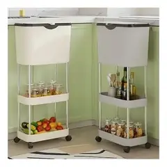 GENERICO - Contenedor Organizador 3 Niveles Con Ruedas Crema