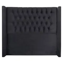 VINTAGE MOBEL - Respaldo Capitone Flugel King Felpa Negra