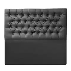 VINTAGE MOBEL - Respaldo Capitone Queen Ecocuero Negro