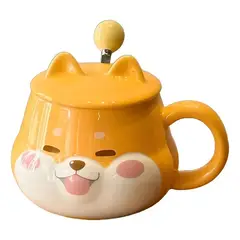 GENERICO - Taza Tazon Mug Shiba Inu Con Tapa + Cuchara 3D