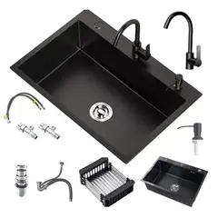 COZYNOOK - Lavaplatos Empotrado Acero Inoxidable con Lavado y Accesorios 55x45x21cm