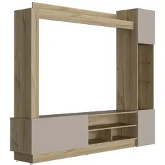 FMFURNITURE - Centro De Entretenimiento Tv 65 Café Claro Y Gris 1748x204x365 Cm