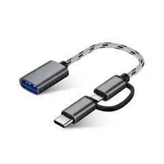GENERICO - Adaptador Usb Otg Dual micro Usb Y Typo C Cuerpo Metalico