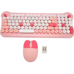 GENERICO - Teclado Gamer Inalámbrico + Mouse 24g Kit Retro