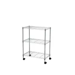 GENERICO - Estante Cromado con Ruedas - 3 Niveles - 81 x 60 x 35 cm
