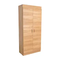 FMFURNITURE - Mueble Despensa De Cocina 2 Puertas 1607x70x363 Cm Café Claro