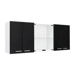 FMFURNITURE - Mueble Superior De Cocina 6 Puertas 150x60x315 Cm Negro Y Blanco