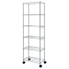 GENERICO - Estante Cromado 6 Niveles Ruedas y Ganchos - 185 x 60 x 35 cm