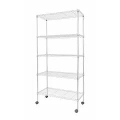 GENERICO - Estante Cromado Metálico 5 Niveles con Ruedas - 154 x 75 x 35 cm