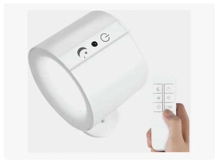 Aplique De Pared Recargable Con Doble Foco Y Control BLANCO
