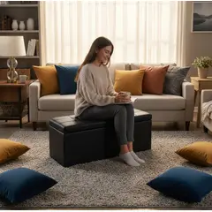 GENERICO - Banqueta Puff Baul Organizador Puff Sillon Pie De Cama Baul