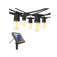 GENERICO - Guirnalda Solar Led 10 Ampolletas 10 Metros Luz Cálida 2700k Blanco Cálido