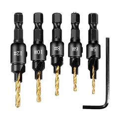 GENERICO - SET 5 UDS BROCAS AVELLANADORES MADERA CARPINTERÍA