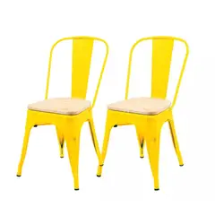 HABITA2 CHILE - Pack 2 Silla Tolix con asiento de madera - Negro
