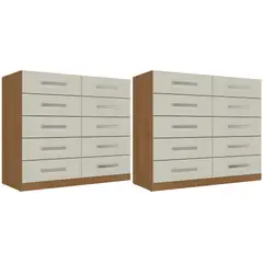 MOVELARIA - Combo 2 Cómodas 10 Cajones 91x91x35 Off White R10X2