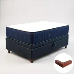 BLOCCARE - Cama Baul 1 Plaza L190 + Colchon CIC PREMIUM/ Patas Madera 4.5CM Negro