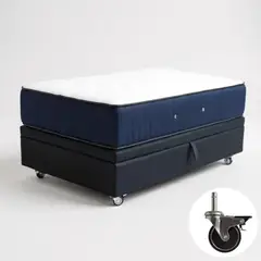 BLOCCARE - Cama Baul 1.5 Plaza L190+ Colchon CIC PREMIUM/ Con Ruedas PYTON Negro.