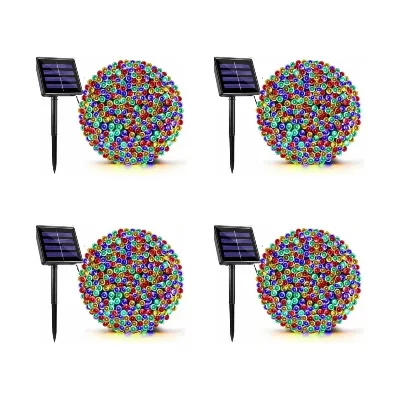 GENERICO Pack x4 Luces Solares Guirnalda 10 Metros 100 Led multicolor
