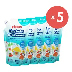 PIGEON - Pack X 5 Limpiador De Biberones Recarga 650 Ml