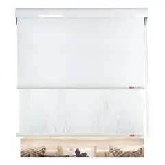 HOMEBRANDT - Cortina Roller Blanco Blackout Doble Visillo Cenefa 150x200