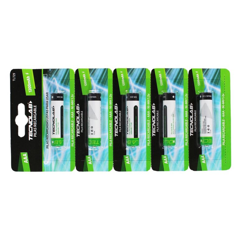 Pack 5 Pilas AAA Recargables 1200mAh - SC