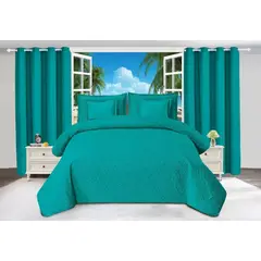 GENERICO - Set de Cubrecama Quilt de Verano Sabana y Cortinas