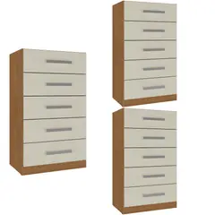 MOVELARIA - Combo 3 comodas 5 cajones 91x46x35 cm off white r05x3
