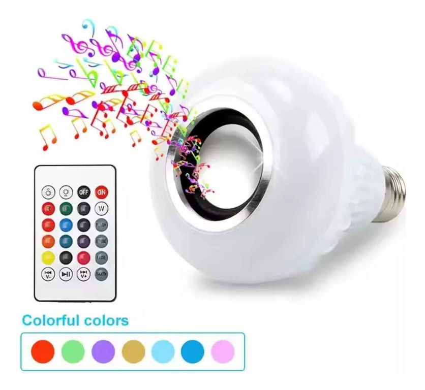 Ampolleta Con Parlante Bluetooth Led Rgb Control Remoto