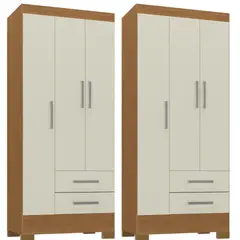 MOVELARIA - Combo 2 Clóset 3 Puertas 2 Cajones 180x68x35 cm Off White R32X2