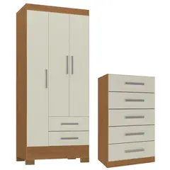 MOVELARIA - Combo Clóset 3 Puertas + Cómoda 5 Cajones Off White R3205