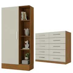 MOVELARIA - Combo Clóset Zapatero + Cómoda 10 Cajones Off White R1510