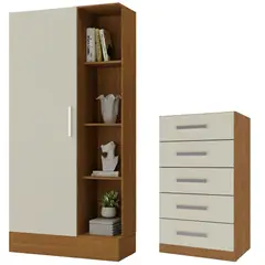 MOVELARIA - Combo Clóset Zapatero + Cómoda 5 Cajones Off White R1505