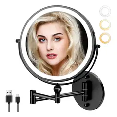 EVERSO - Espejo De Maquillaje Recargable 3 Colores De Pared Luz10x Negro
