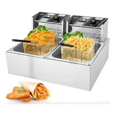 GENERICO - Freidora Electrica Doble De 12 Litros Aceite Termostato