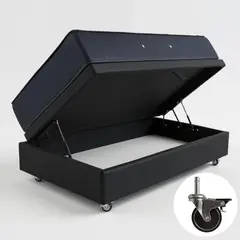 BLOCCARE - Cama Baul 1 Plaza L190 + Colchon CIC PREMIUM/ Ruedas PYTON (Negro)