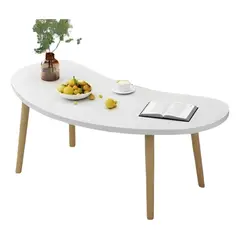 ANYHOGAR - Mesa De Centro Ovalada 76x37x42 Cm Color Blanco