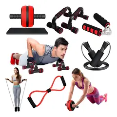 EVERSO - Kit De Ejercicio Rueda Para Abdomen Gimnasio Push Up Fitness Negro