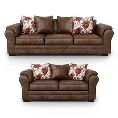 AMERICA DECORA - Living 7 Cuerpos 4+3 XL Con Resorte Estructural Grandón Envejecido