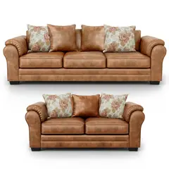 AMERICA DECORA - Living 7 Cuerpos 4+3 XL Con Resorte Estructural Grandón Envejecido