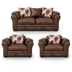 AMERICA DECORA - Living 5 Cuerpos 3+1+1 XL Con Resorte Estructural Grandón Envejecido