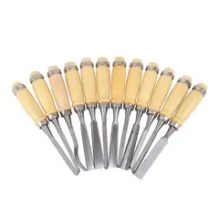 GENERICO - JUEGO DE CINCELES PARA TALLAR MADERA GUBIA 12 PCS
