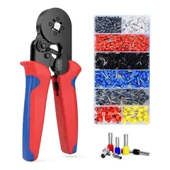 GENERICO - Crimpeadora Alicate Prensa Ferrulera con 1200 Terminales