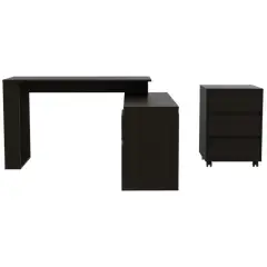 TUHOME - Combo Escritorio En L + Cajonera 3 Cajones Wengue