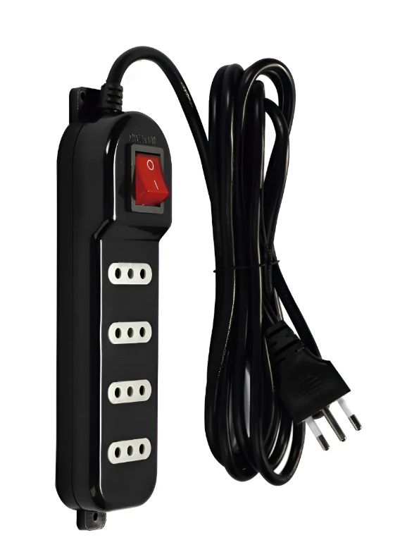 Alargadores Zapatilla 4 Tomas Corriente 3mts Me-069 Negro