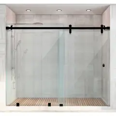 DELL ORTO - Shower door corredera vidrio templado ancho ajustable 130-140 x 190 cm Negro Scala