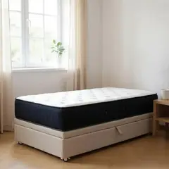 BLOCCARE - Cama Baul 1 Plaza L190+ Colchon CIC SUPERPREMIUM/ Ruedas DELUXE Beige