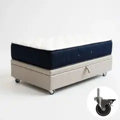 BLOCCARE - Cama Baul 1 Plaza L190+ Colchon CIC SUPERPREMIUM/ Ruedas PYTON Beige