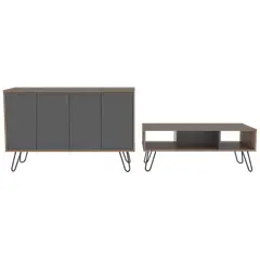 TUHOME - Combo Bife + Mesa Centro Vassel Miel Plomo