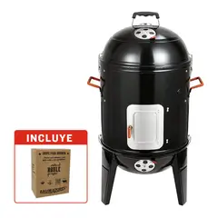 GENERICO - Ahumador y parrilla a Carbón 3 en 1 - 44 cm + 1 caja de Chip#4 Roble
