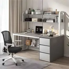 ACTUAL - Escritorio Multifuncional 120x50x147 Con 3 Cajones Estantería Superior